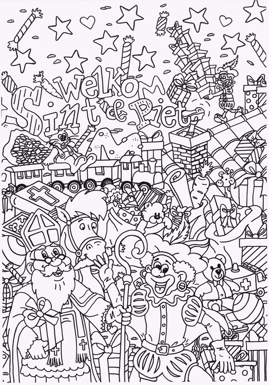 Coloring page Welcome Sinterklaas