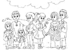 Coloring page Western children in Muslim culture