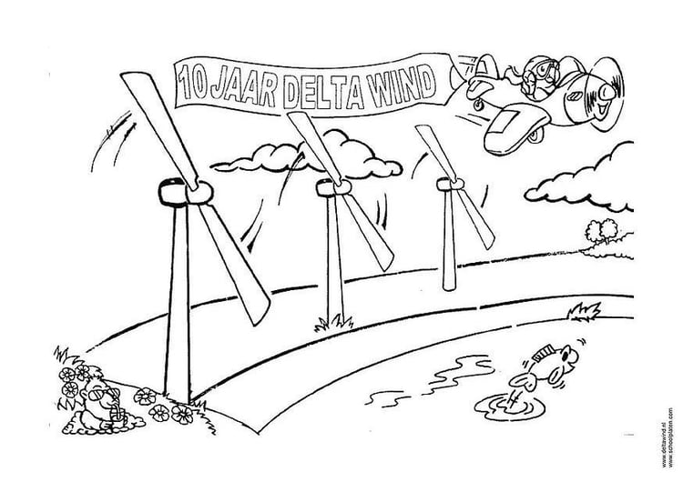 Coloring page wind energy - windmill