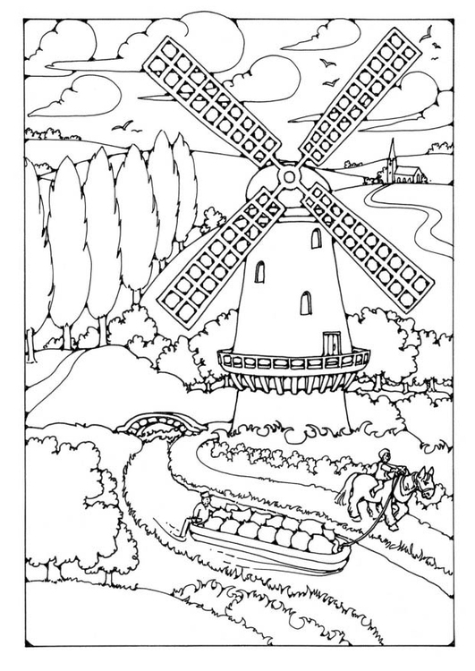 Coloring page Windmill