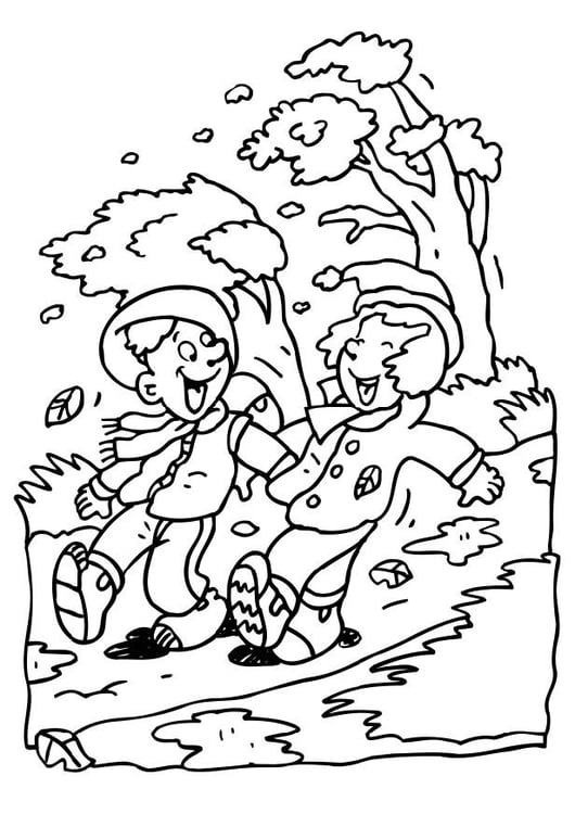 Coloring page windy day