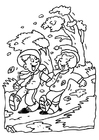 Coloring page windy day