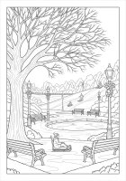 Coloring page winter in the park