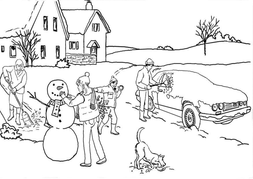 Coloring page winter - snow