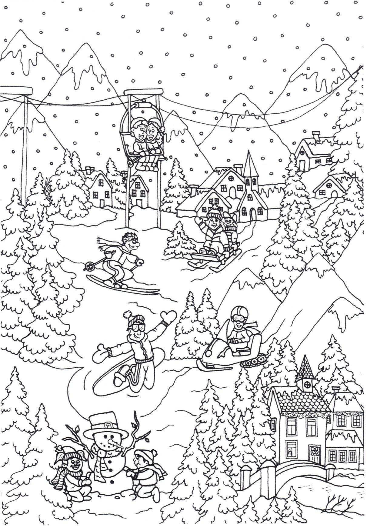 Coloring Page Winter Sports Dl31384 