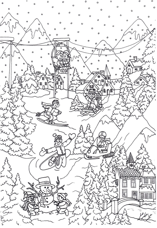 Coloring page winter sports