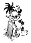Coloring pages woman from Hawaii