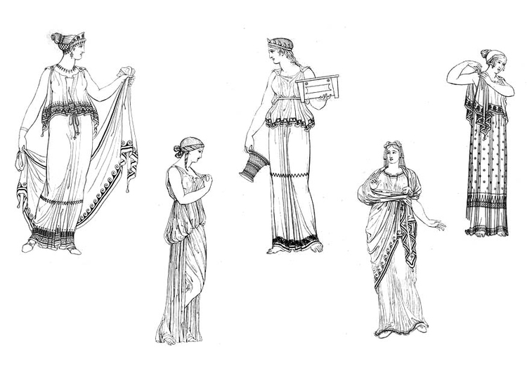 Coloring page Women of ancient Greece