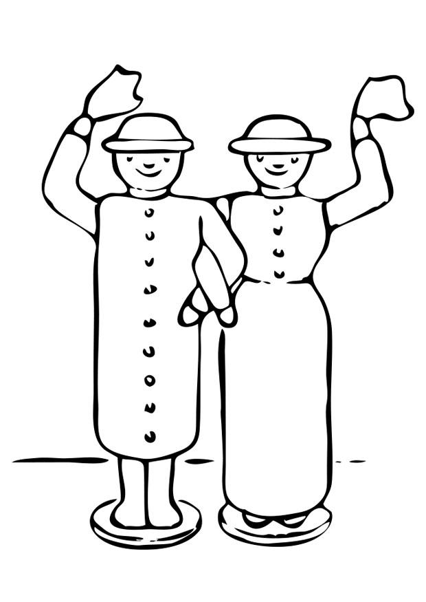 Coloring page wooden dolls