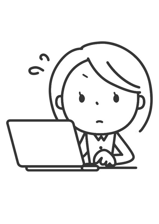 working with laptop
