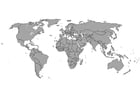 Coloring pages World map with borders
