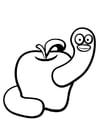 Coloring pages worm in apple