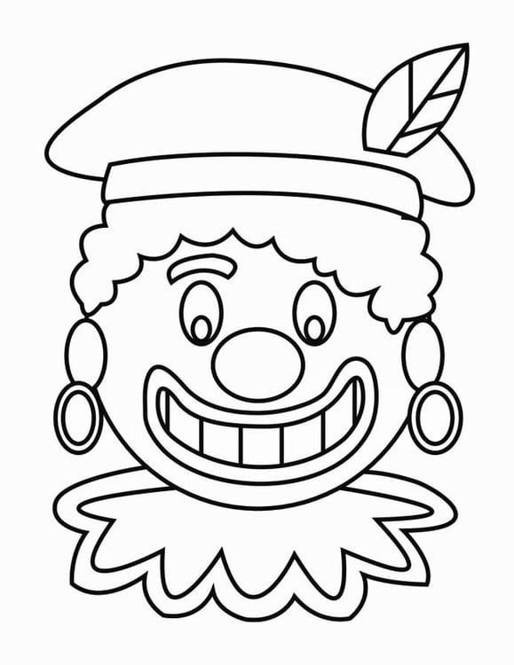 Coloring page Zwarte Piet Face (2)