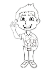 Coloring page boy with present