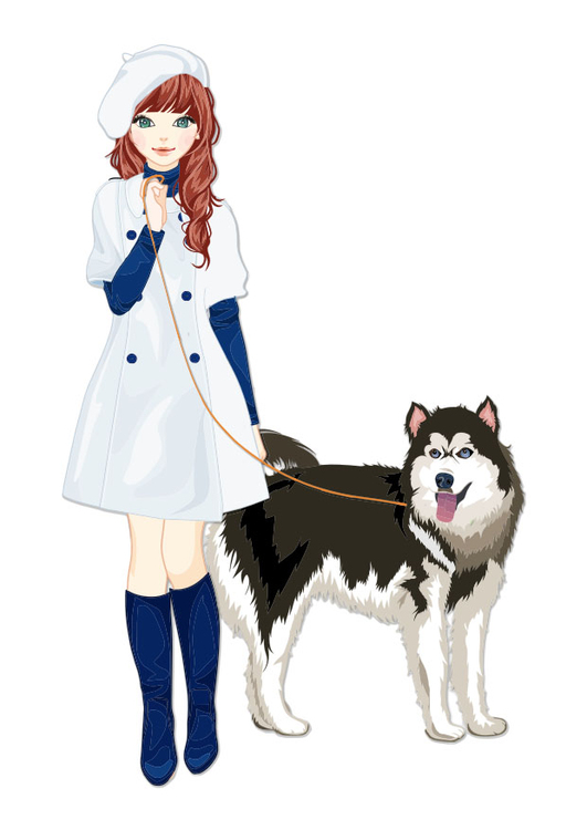 Image girl with dog