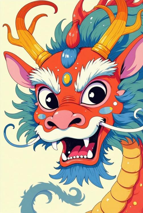 happy chinese dragon mask
