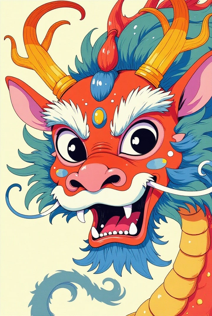 Image happy chinese dragon mask