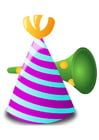 Images party hat and trumpet