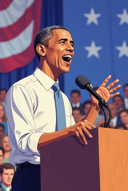 President Obama gives a speech