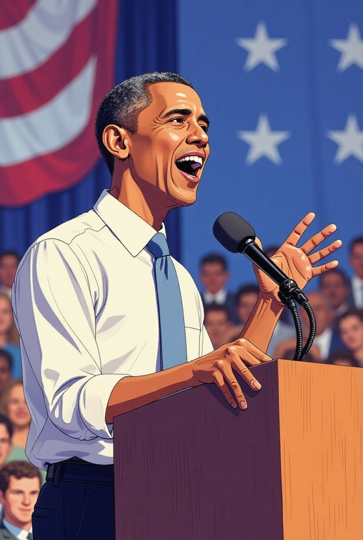 President Obama gives a speech