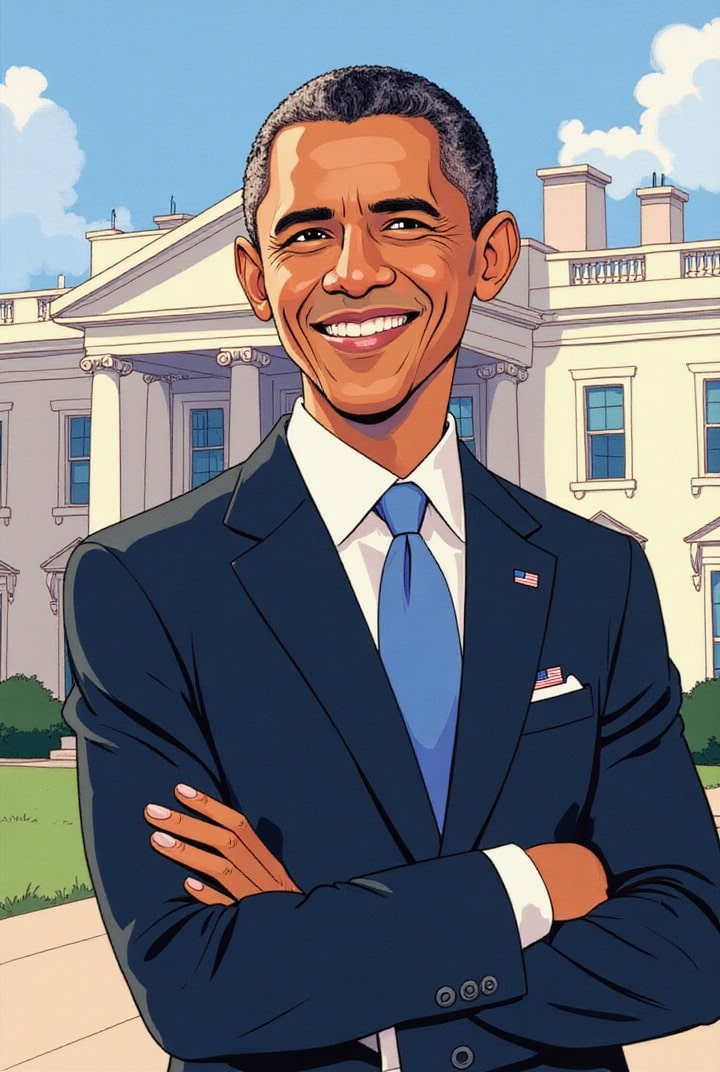 President Obama in front of the White House