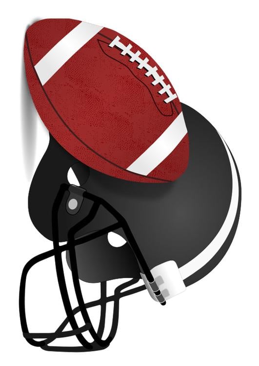 rugby ball and helmet