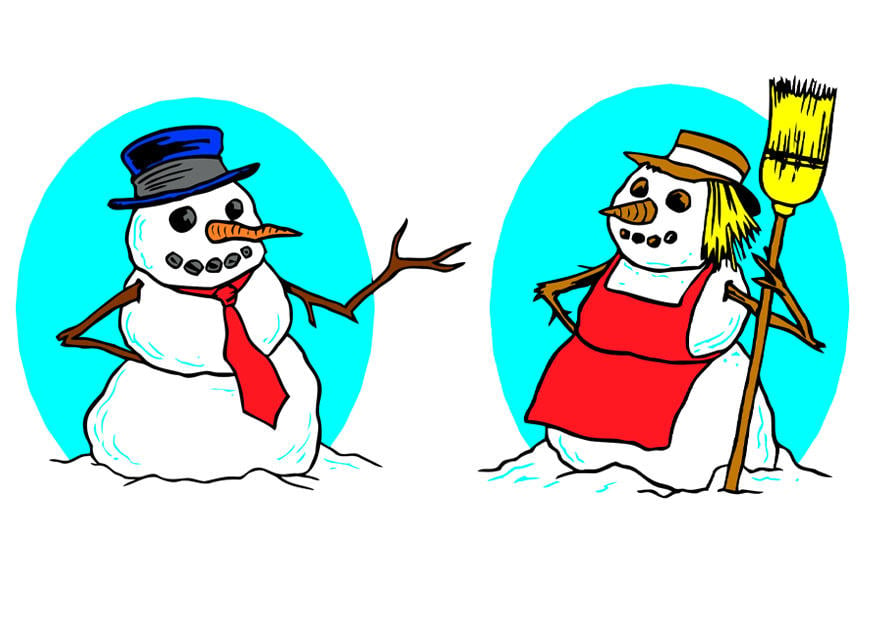 Image snowman and snow-woman