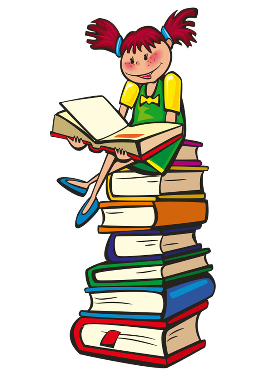 Image to read on a pile of books