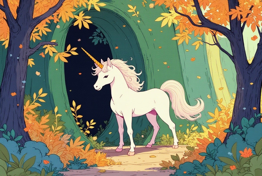 unicorn at magical cave