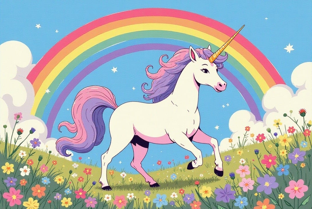 Image unicorn at rainbow
