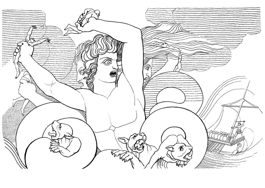 Coloring Page Oddyseus - Scylla - Free printables - Img 17486