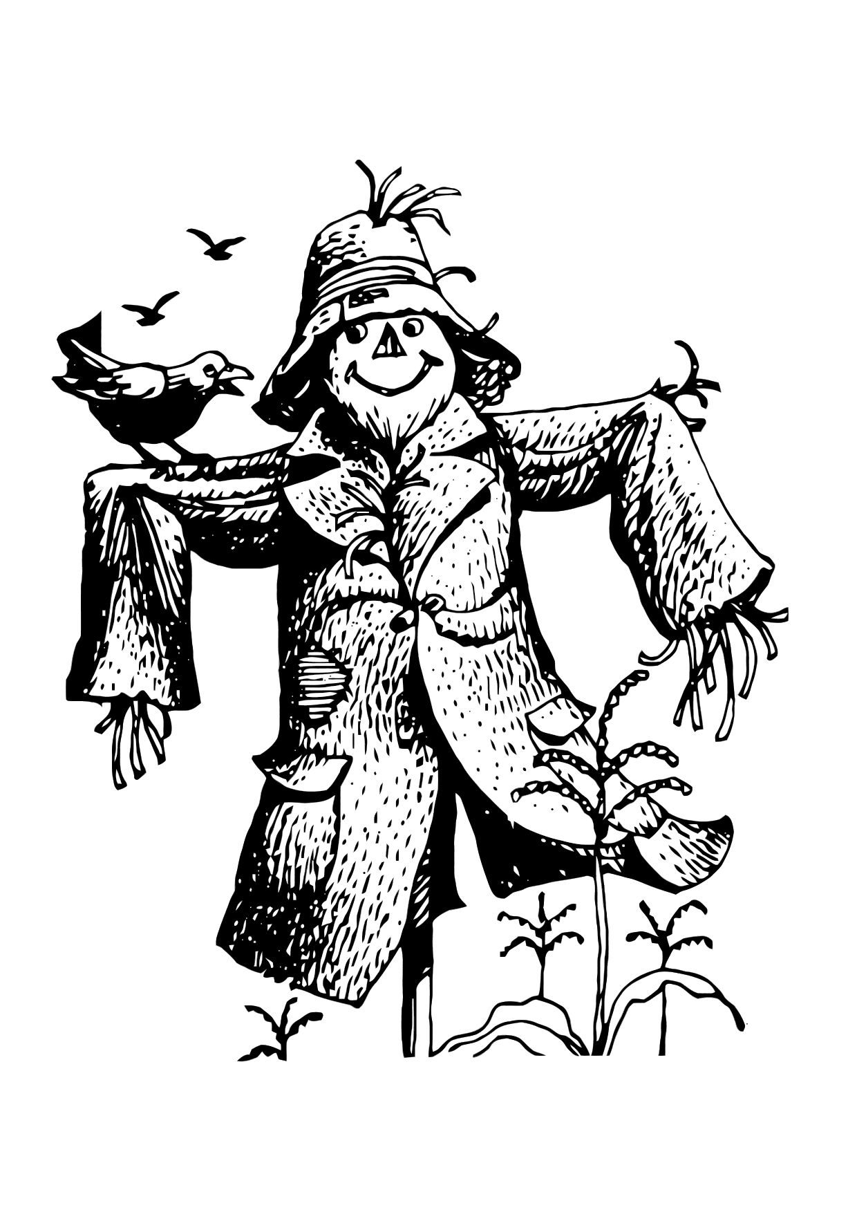 Coloring Page scarecrow - Free printables - Img 11365