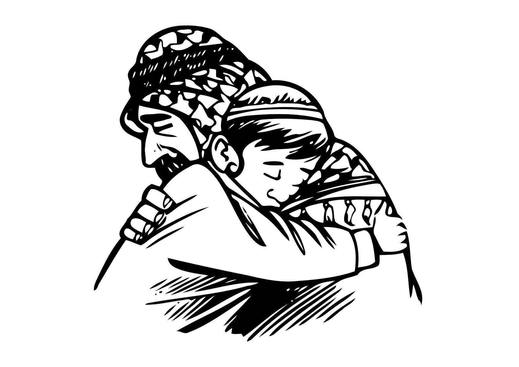 Coloring page man and child