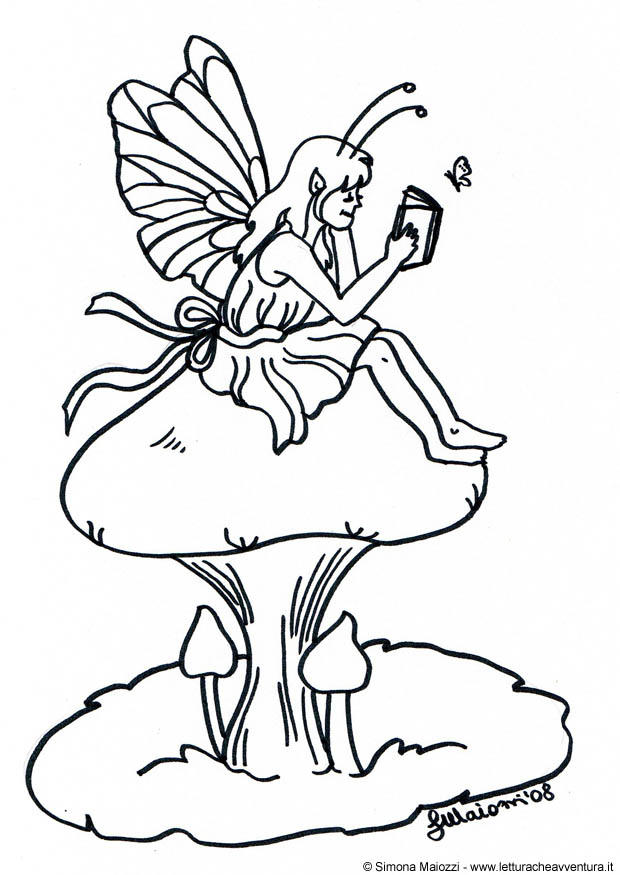 fairy on mushroom Coloring page fairy on mushroom
