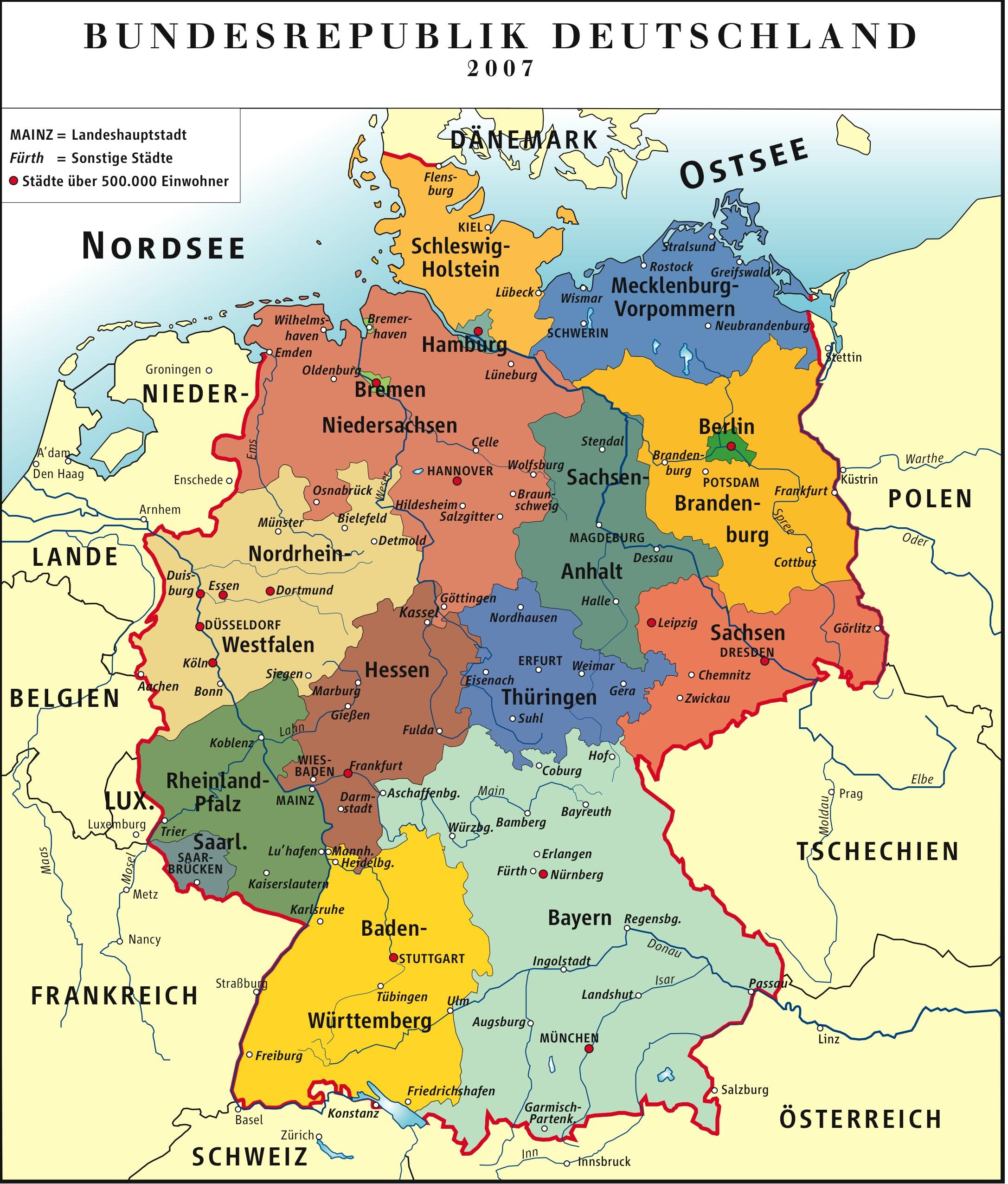 germany - political map frg 2007 Image germany - political map frg 2007