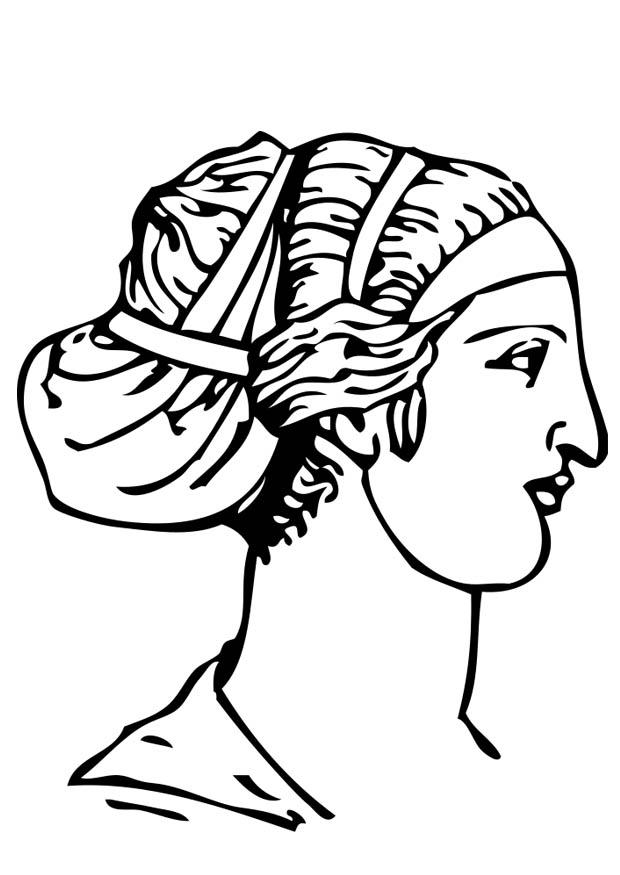 Coloring page greek hairstyle
