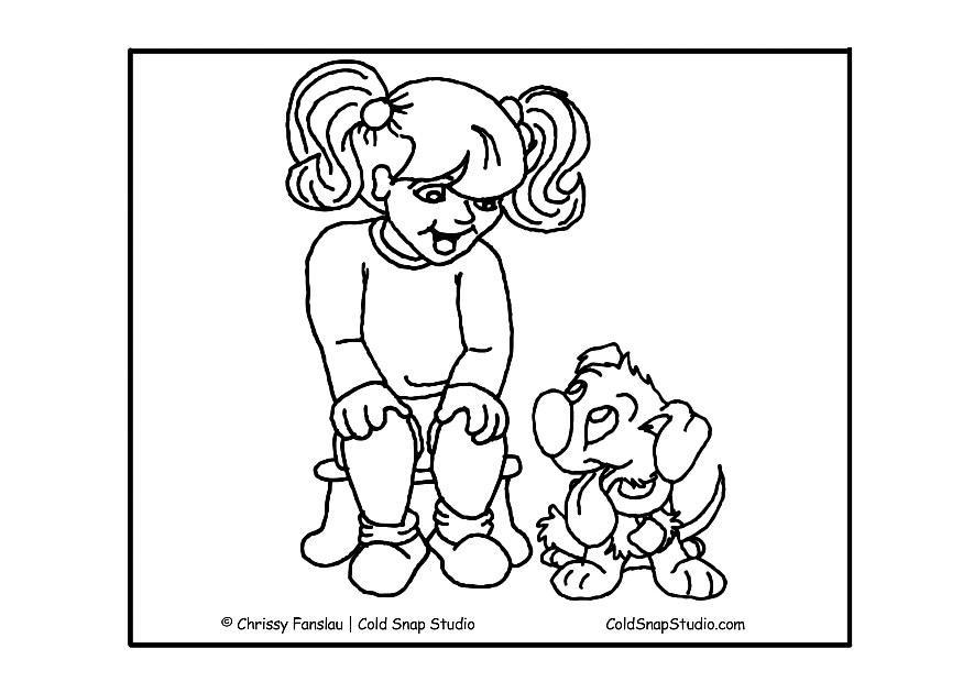 girl and dog Coloring page girl and dog