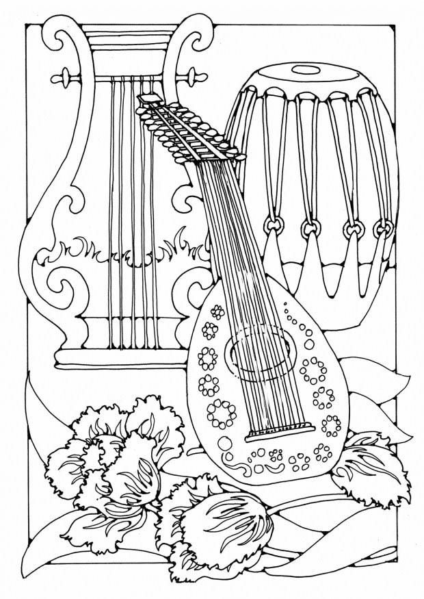 Coloring page musical instruments
