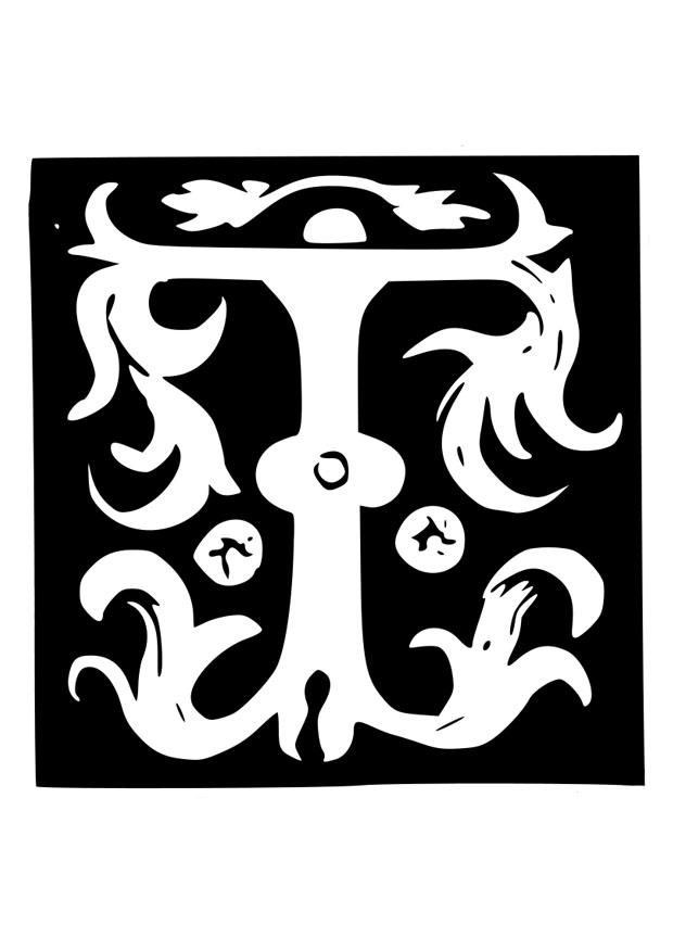 Coloring page ornamental letter - t