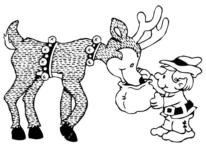 elf with reindeer Coloring page elf with reindeer
