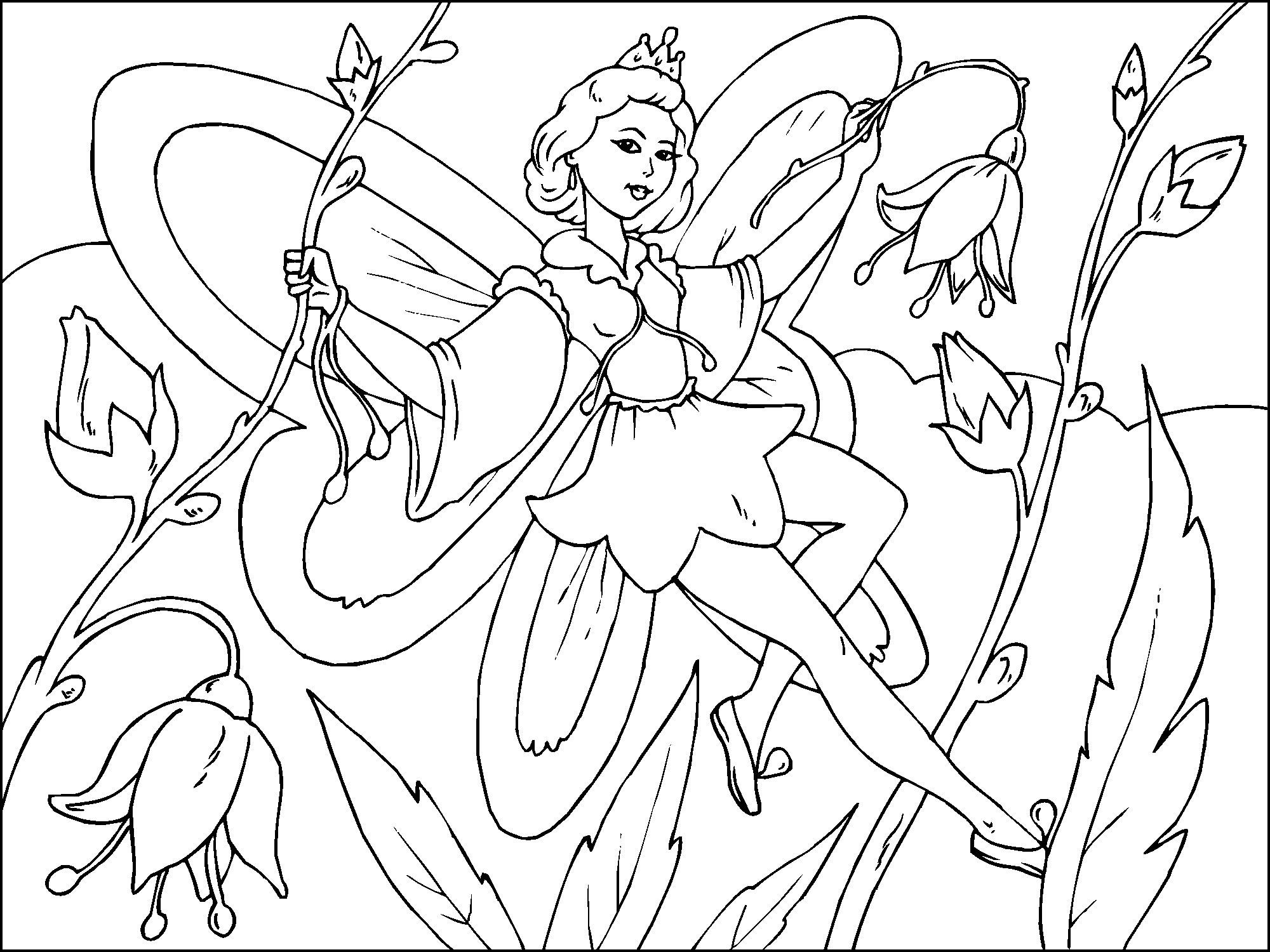 flower fairy Coloring page flower fairy