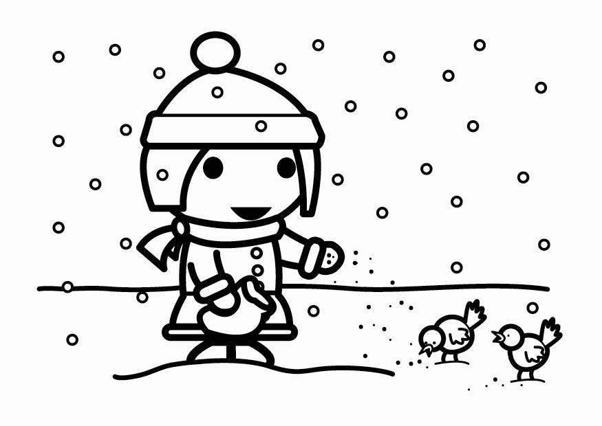 to feed birds in the snow (seeds) Coloring page to feed birds in the snow (seeds)