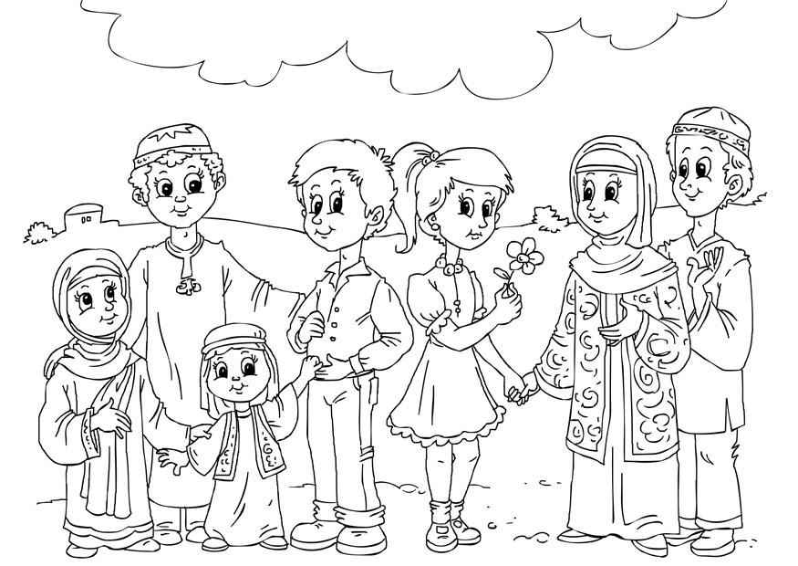 western children in muslim culture Coloring page western children in muslim culture