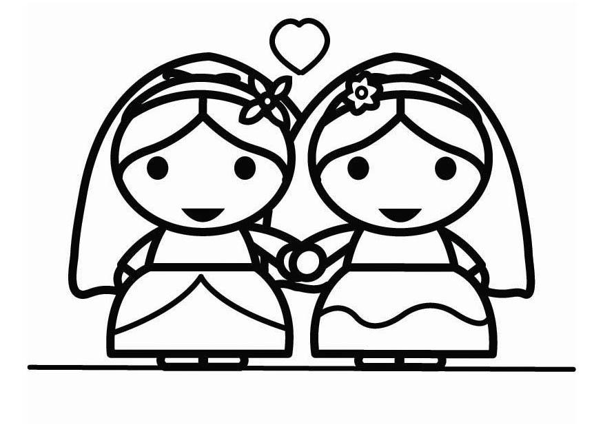 gay marriage between women - holebi Coloring page gay marriage between women - holebi