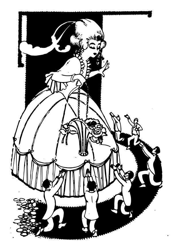 woman with admirers Coloring page woman with admirers