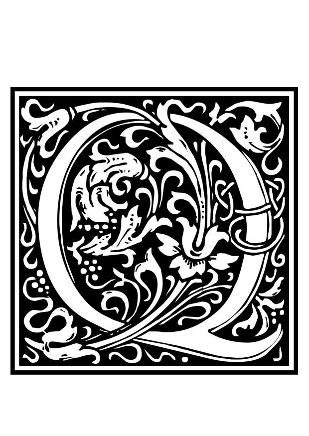ornamental alphabet - q Coloring page ornamental alphabet - q