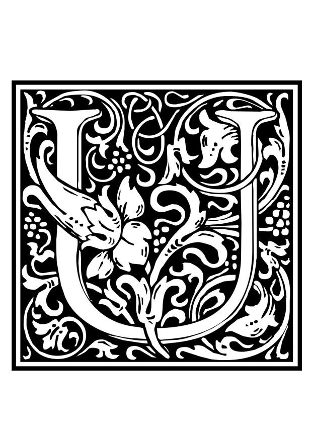 ornamental alphabet - u Coloring page ornamental alphabet - u