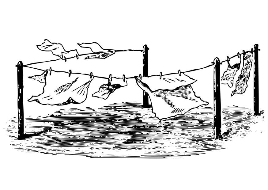 Coloring page washing line