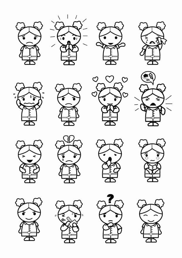 16 emotions Coloring page 16 emotions