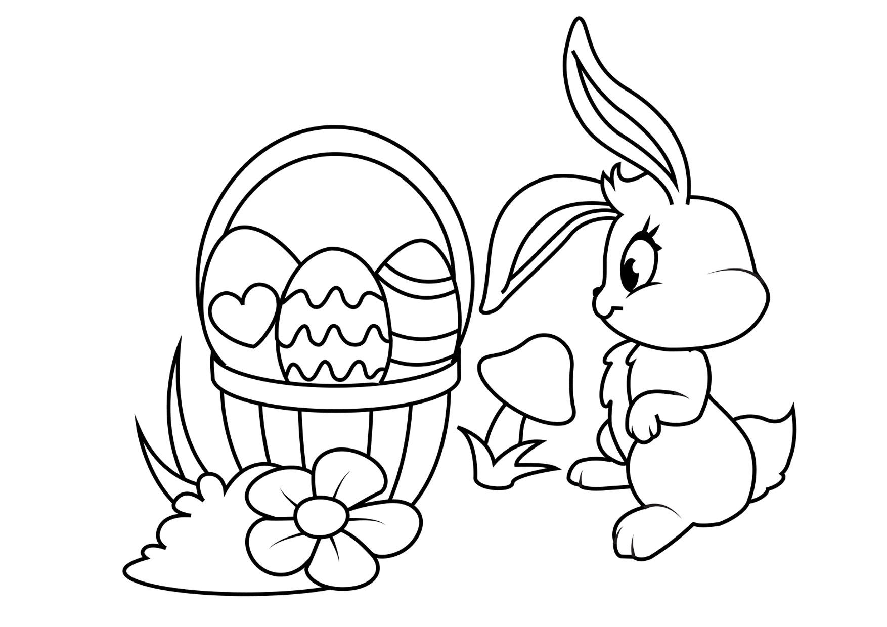 easter bunny with easter basket Coloring page easter bunny with easter basket